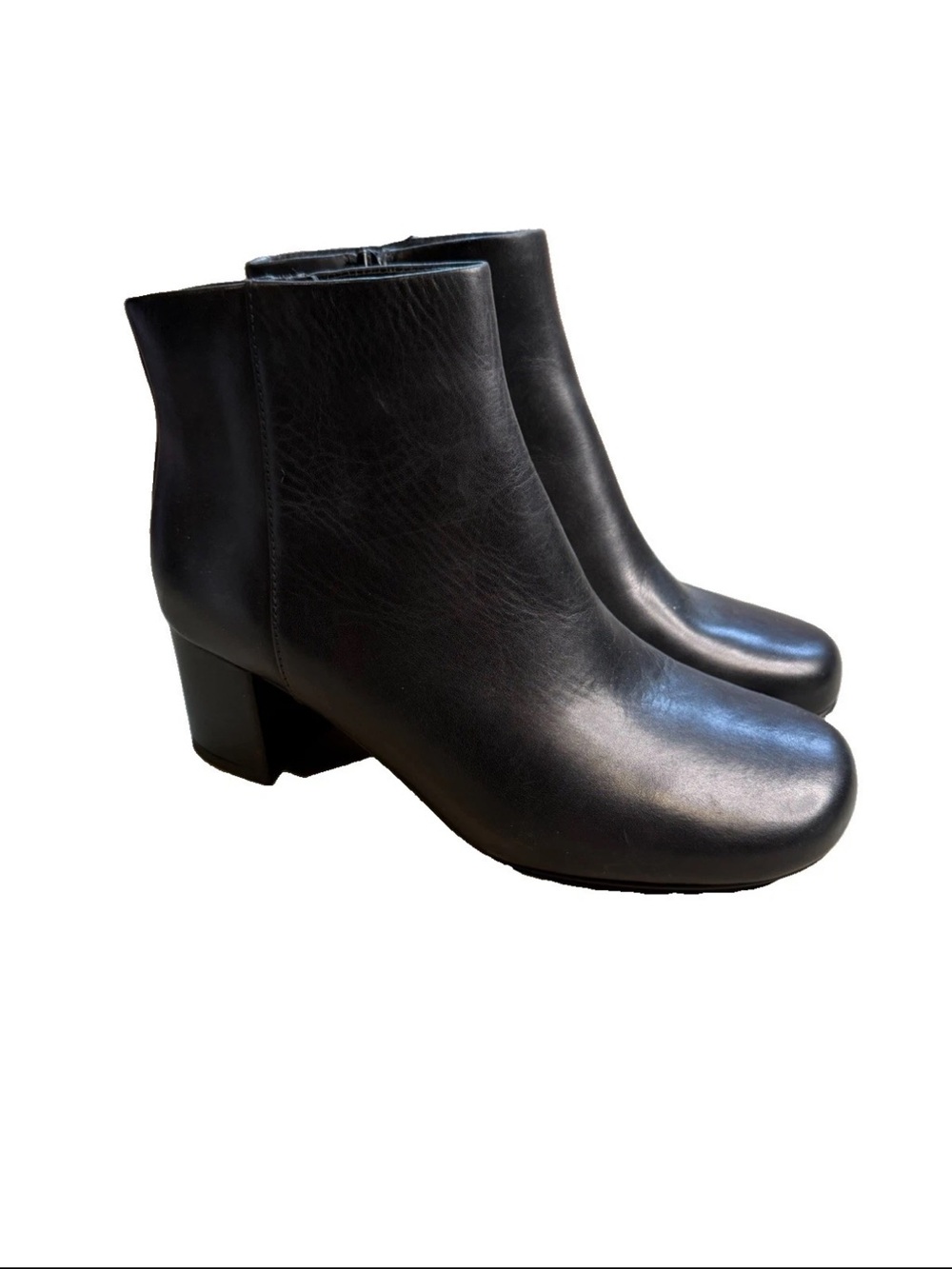 New Vionic Sibley Black Leather Ankle Bootie Water Repellent Women's US 6.5